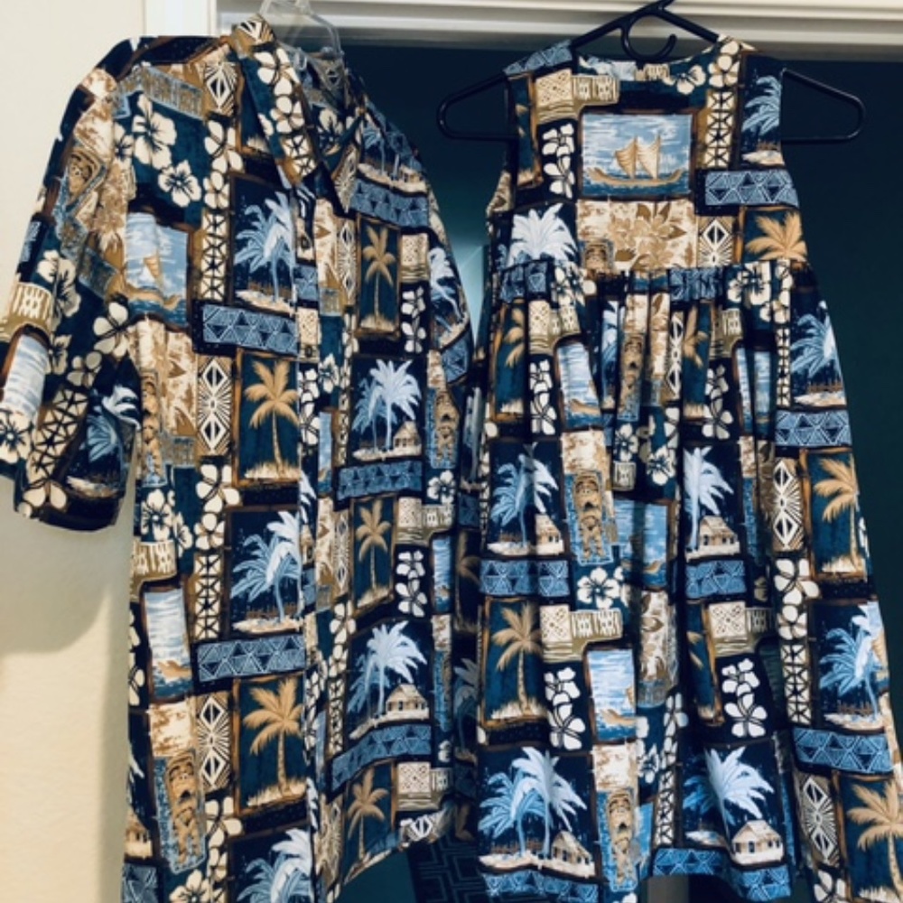 NEW Father Daughter Men's Shirt and Girl's Dress Bundle Handmade